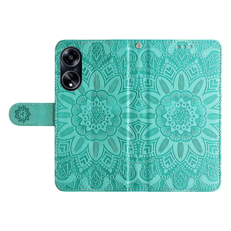 Protective Cover for Oppo A1 5G / A98 5G / F23 5G PU Leather Wallet Sunflower Imprinted Phone Flip Stand Case - Green