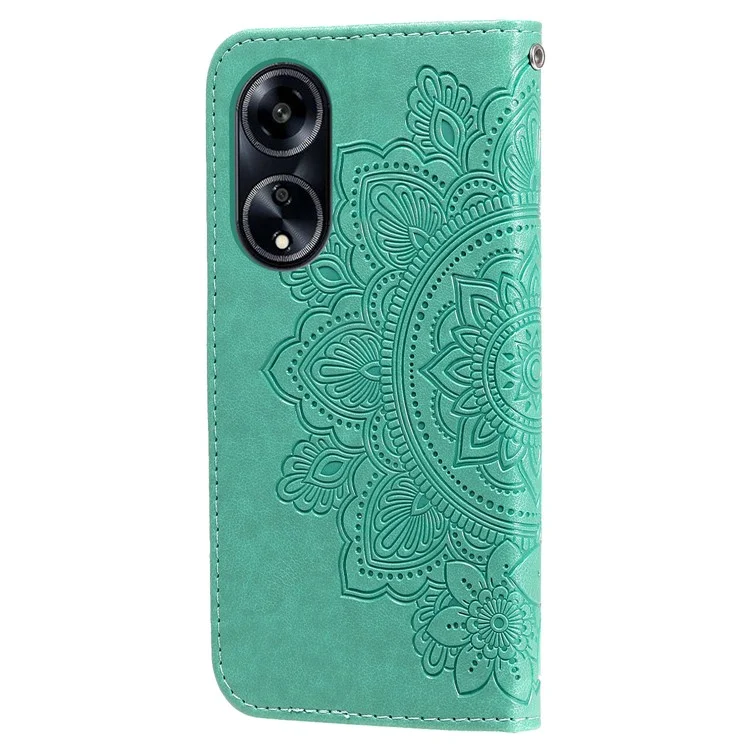 Pour Oppo A1 5G / A98 5G / F23 5G, étui de portefeuille en cuir PU avec support anti-rayures et motif floral - Vert