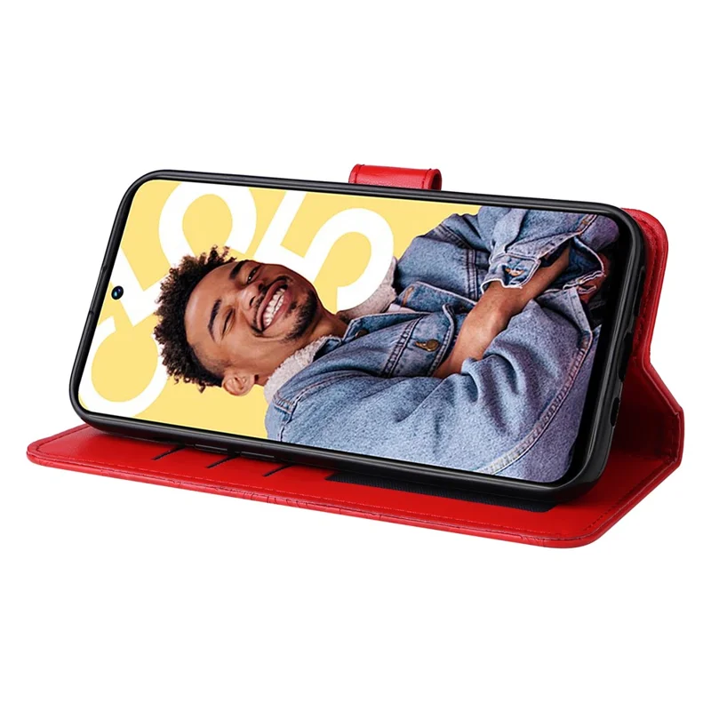 PU Leather Stand Wallet Phone Cover for Realme C55 4G Sunflower Imprinted Phone Case with Strap - Red