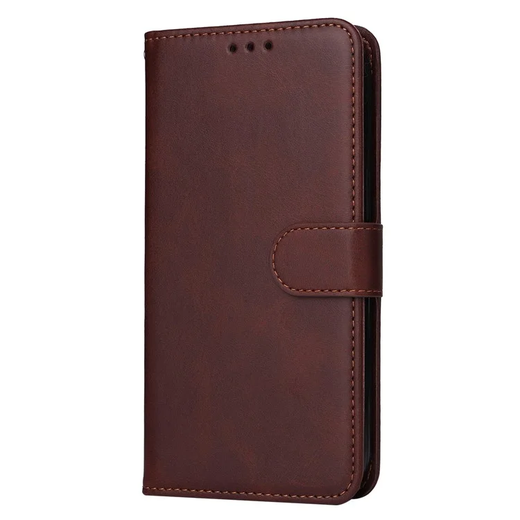 Per Realme C55 4G Calf Texture Phone Leather Case Wallet Stand Cell Phone Cover with Strap - Marrone