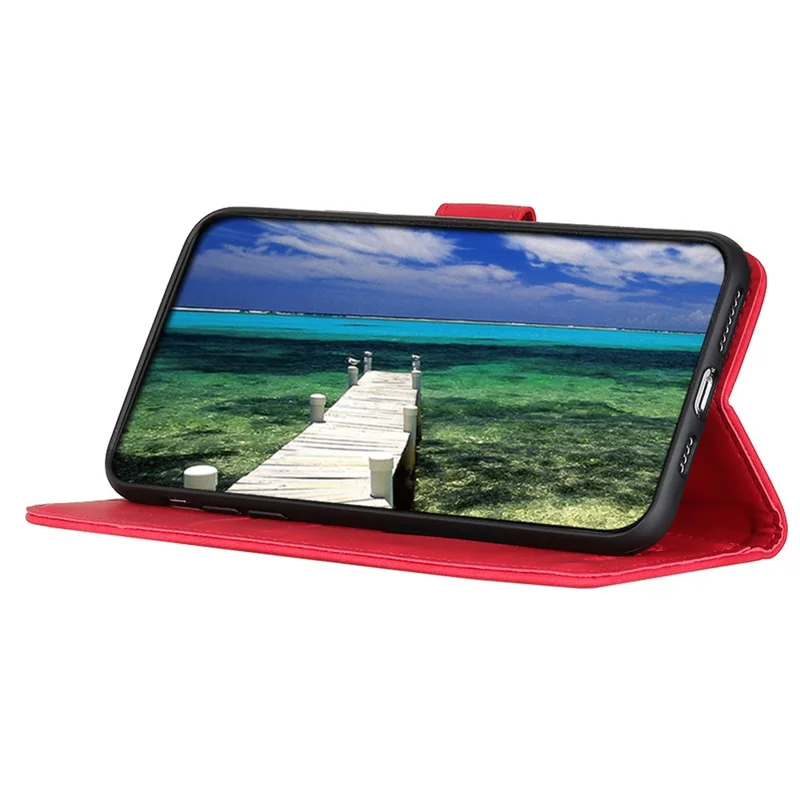 KHAZNEH Pour Asus ROG Phone 7 5G Étui de téléphone en cuir rétro Debout Portefeuille - Rouge