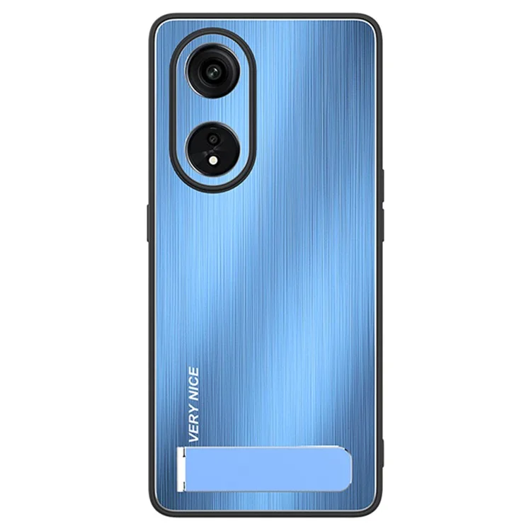 Back Cover for Oppo A1 Pro 5G / Reno8 T 5G / A98 5G TPU Bumper+Aluminium Alloy Brushed Kickstand Case - Blue
