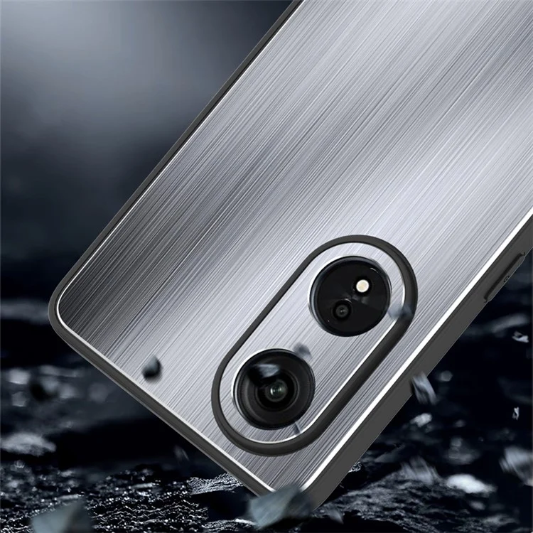 Funda de cepillado para Oppo A1 Pro 5G / Reno8 T 5G / A98 5G Carcasa de Teléfono Móvil de Aleación de Aluminio con Marco de TPU - Azul