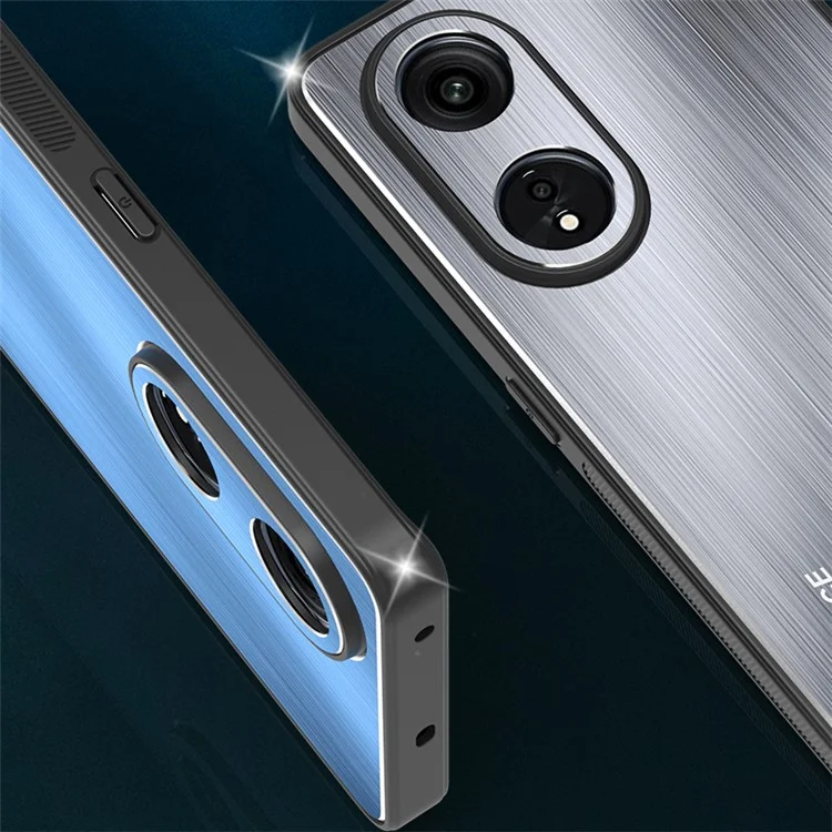 Funda de cepillado para Oppo A1 Pro 5G / Reno8 T 5G / A98 5G Carcasa de Teléfono Móvil de Aleación de Aluminio con Marco de TPU - Azul