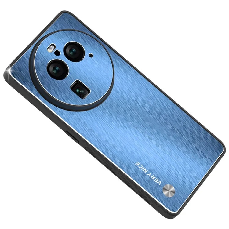 Противоударный чехол для Oppo Find X6 Pro, алюминиевый сплав с щеточной поверхностью, защитный чехол для телефона - синий