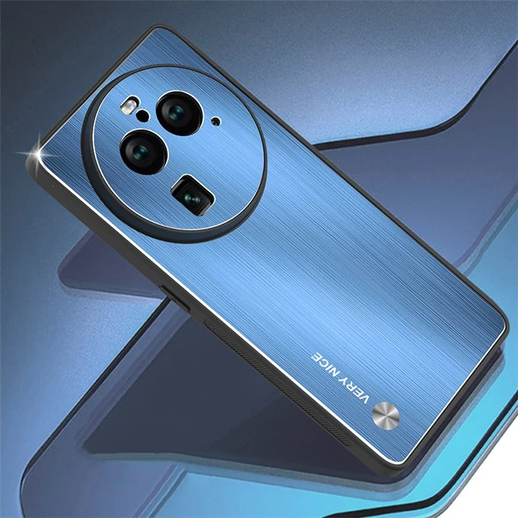Противоударный чехол для Oppo Find X6 Pro, алюминиевый сплав с щеточной поверхностью, защитный чехол для телефона - синий