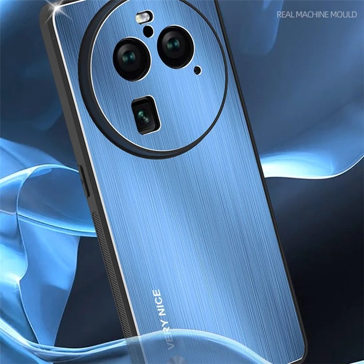 Противоударный чехол для Oppo Find X6 Pro, алюминиевый сплав с щеточной поверхностью, защитный чехол для телефона - синий