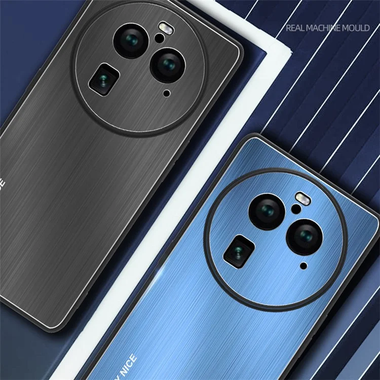 Противоударный чехол для Oppo Find X6 Pro, алюминиевый сплав с щеточной поверхностью, защитный чехол для телефона - синий