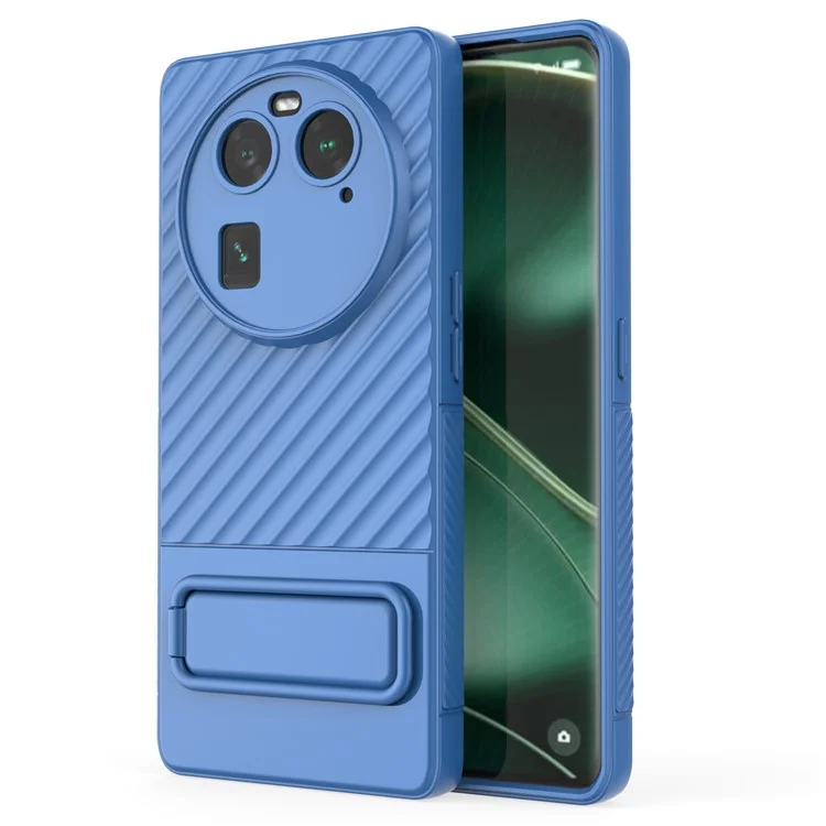 For Oppo Find X6 Anti-drop Cover Soft TPU Kickstand Phone Case - Baby Blue