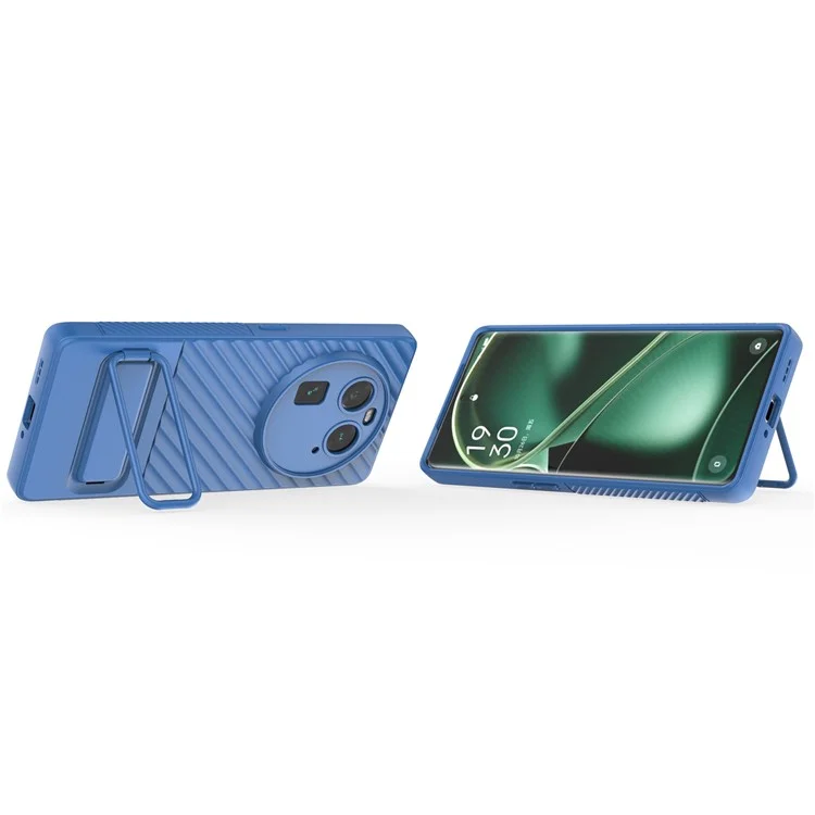 For Oppo Find X6 Anti-drop Cover Soft TPU Kickstand Phone Case - Baby Blue