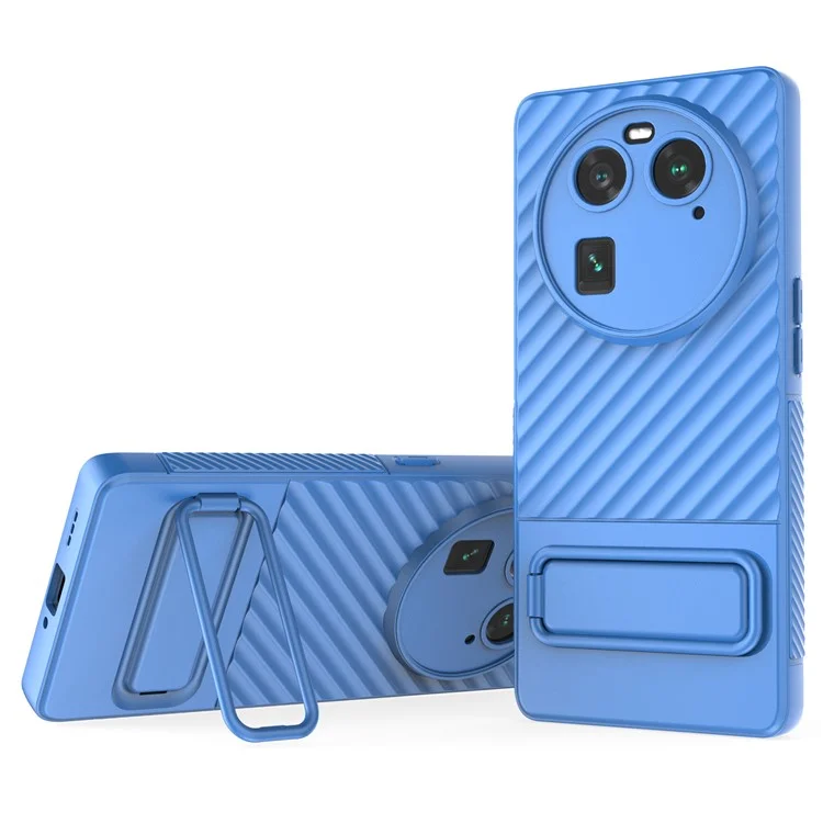 For Oppo Find X6 Anti-drop Cover Soft TPU Kickstand Phone Case - Baby Blue