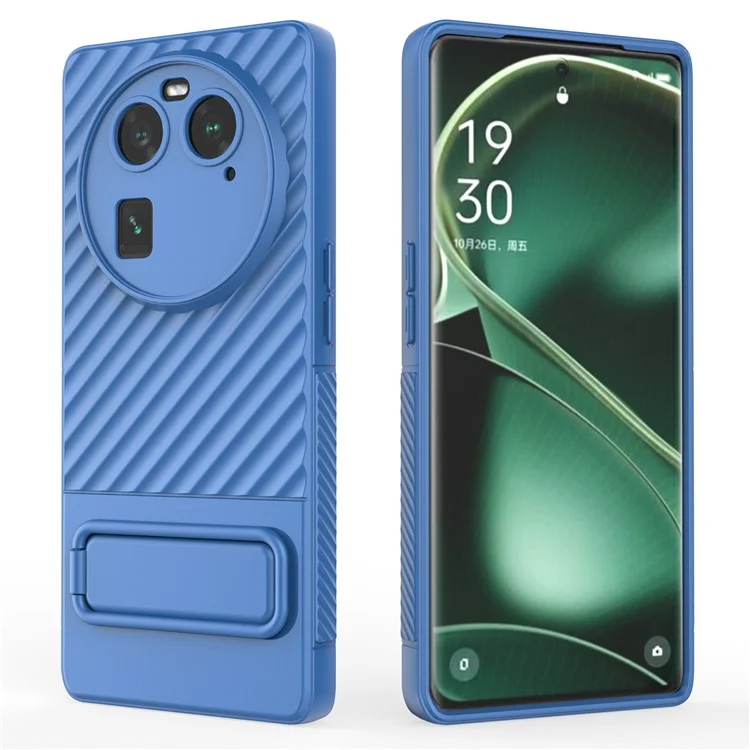 For Oppo Find X6 Anti-drop Cover Soft TPU Kickstand Phone Case - Baby Blue