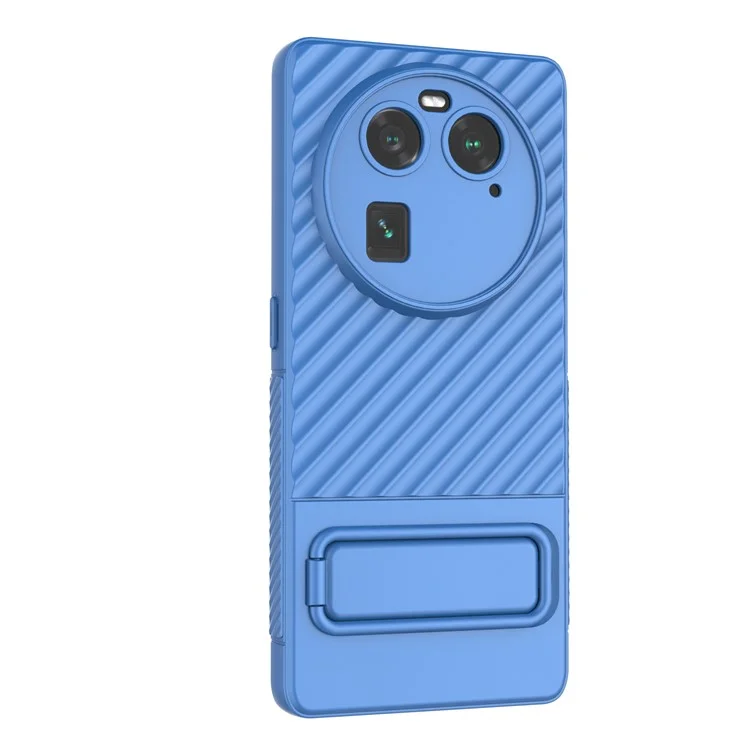 For Oppo Find X6 Anti-drop Cover Soft TPU Kickstand Phone Case - Baby Blue