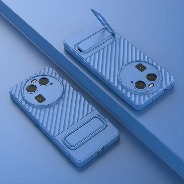 For Oppo Find X6 Anti-drop Cover Soft TPU Kickstand Phone Case - Baby Blue