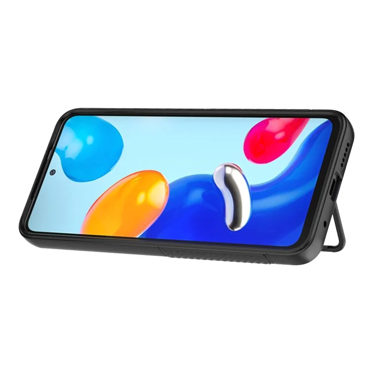 Pour Xiaomi Redmi Note 11 4G (Qualcomm) / Note 11S 4G Étui de protection avec support caché Coque téléphone en TPU souple - Noir
