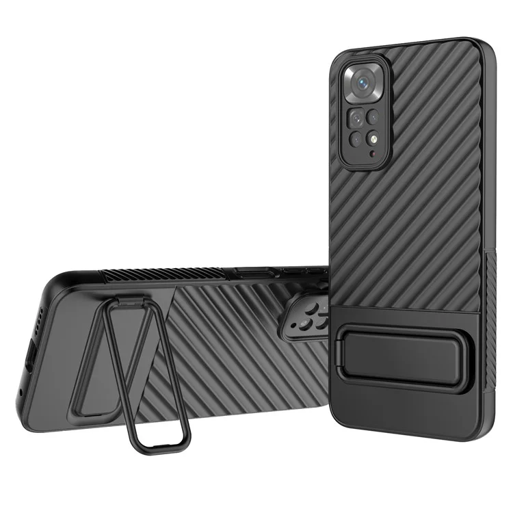 Pour Xiaomi Redmi Note 11 4G (Qualcomm) / Note 11S 4G Étui de protection avec support caché Coque téléphone en TPU souple - Noir