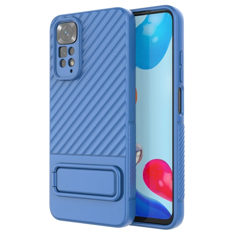For Xiaomi Redmi Note 11 4G (Qualcomm) / Note 11S 4G Hidden Kickstand Cover Soft TPU Phone Case - Baby Blue