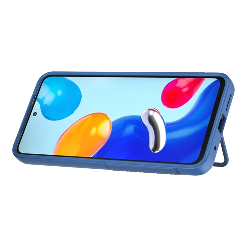 For Xiaomi Redmi Note 11 4G (Qualcomm) / Note 11S 4G Hidden Kickstand Cover Soft TPU Phone Case - Baby Blue