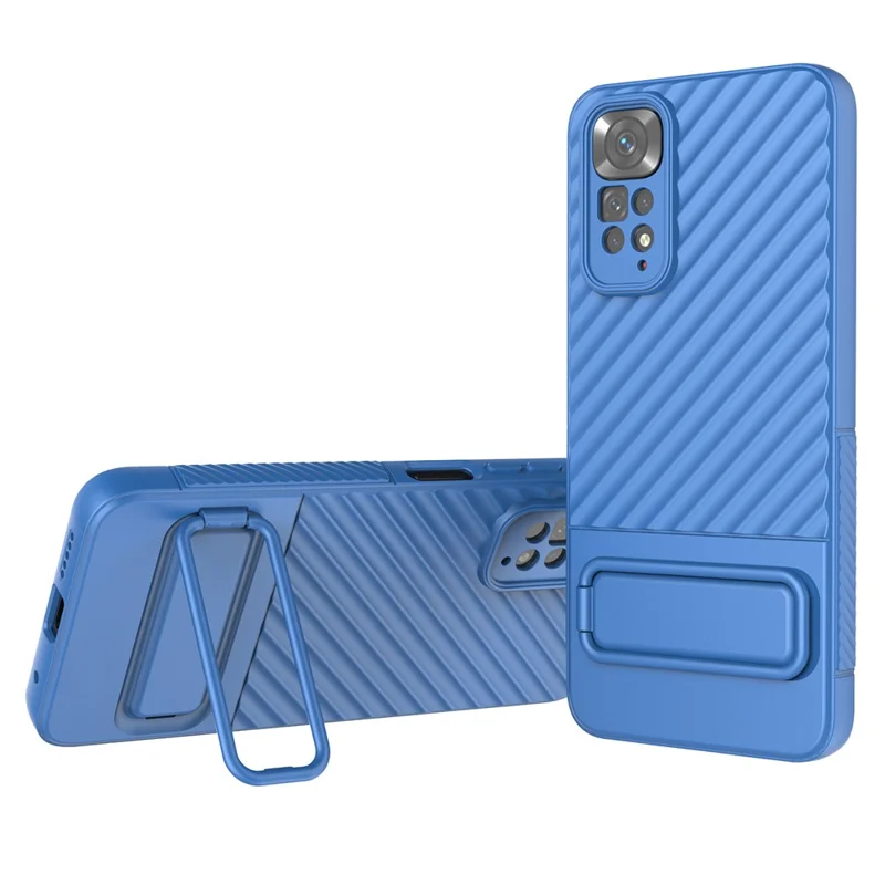 For Xiaomi Redmi Note 11 4G (Qualcomm) / Note 11S 4G Hidden Kickstand Cover Soft TPU Phone Case - Baby Blue