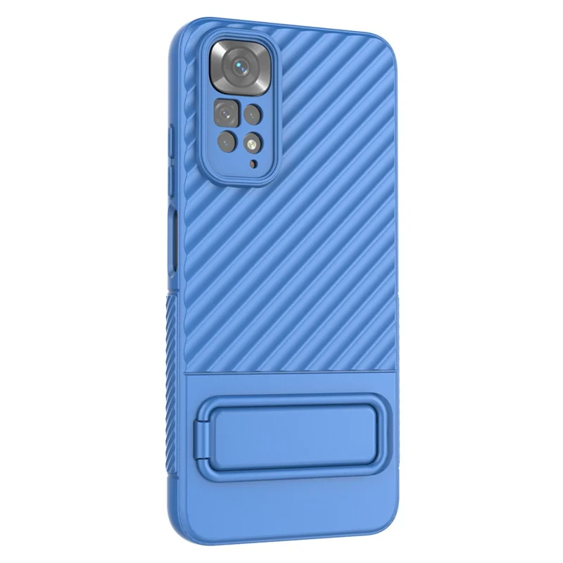 For Xiaomi Redmi Note 11 4G (Qualcomm) / Note 11S 4G Hidden Kickstand Cover Soft TPU Phone Case - Baby Blue