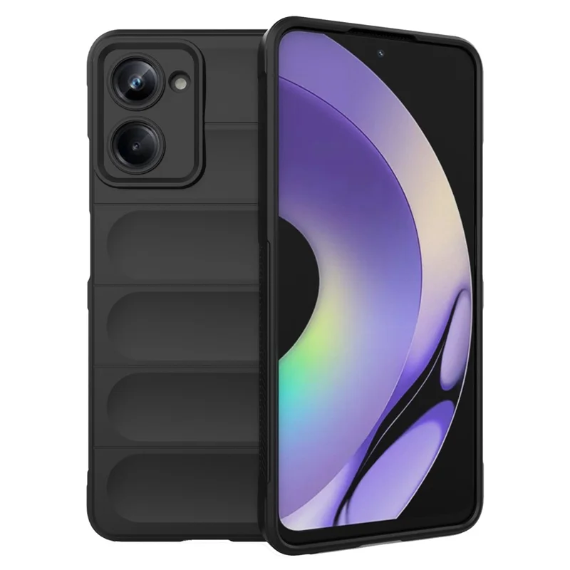 For Realme 10 Pro 5G Rugged Phone Case Shock-absorption Flexible TPU Back Cover - Black