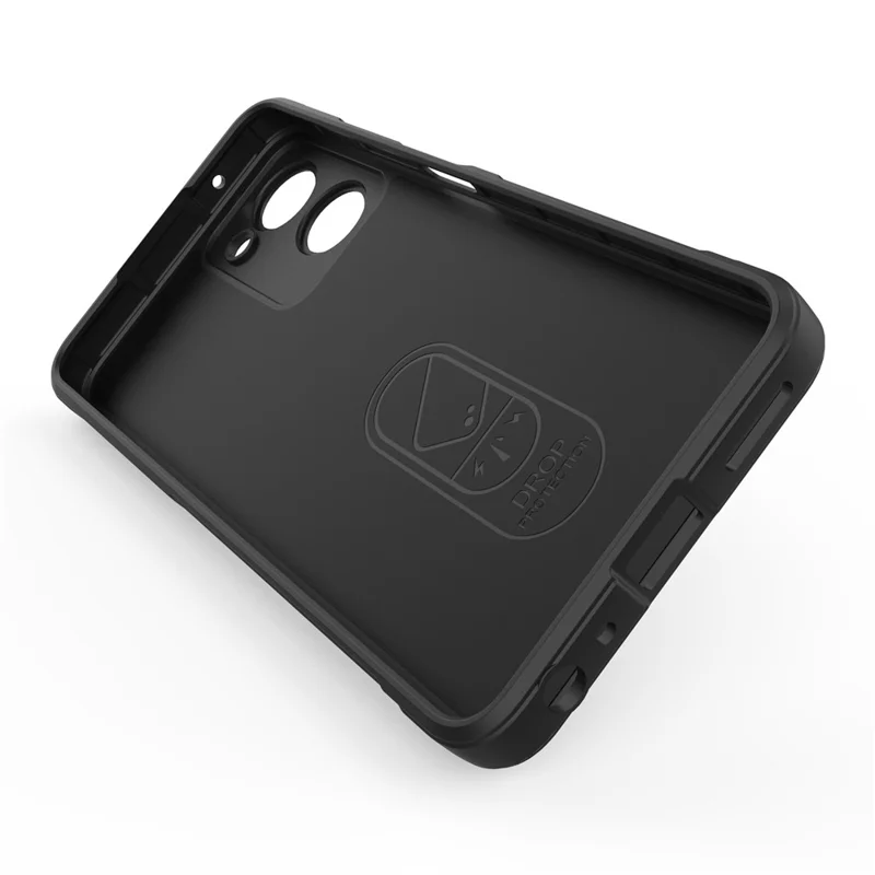 For Realme 10 Pro 5G Rugged Phone Case Shock-absorption Flexible TPU Back Cover - Black