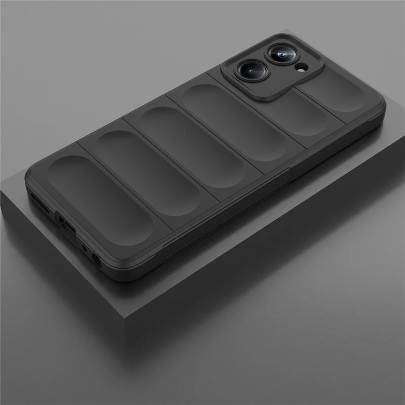 For Realme 10 Pro 5G Rugged Phone Case Shock-absorption Flexible TPU Back Cover - Black