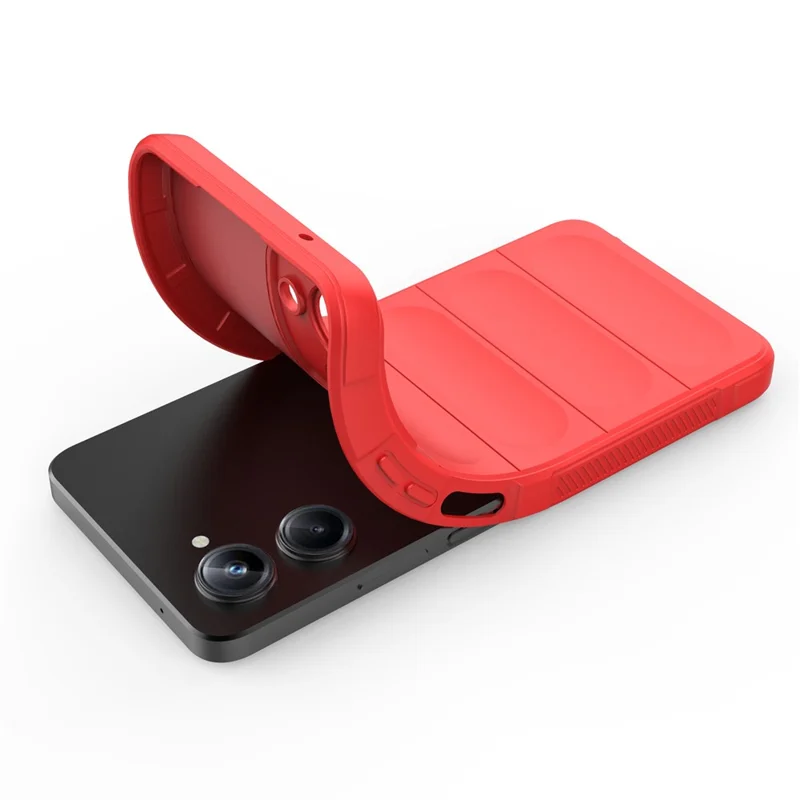 For Realme 10 Pro 5G Rugged Phone Case Shock-absorption Flexible TPU Back Cover - Red