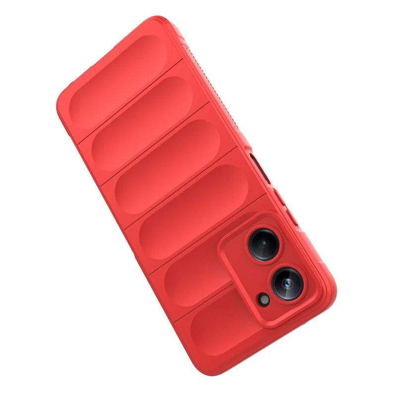 For Realme 10 Pro 5G Rugged Phone Case Shock-absorption Flexible TPU Back Cover - Red