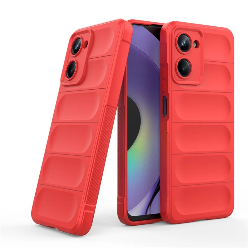 For Realme 10 Pro 5G Rugged Phone Case Shock-absorption Flexible TPU Back Cover - Red