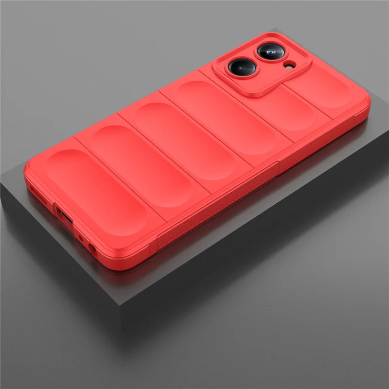 For Realme 10 Pro 5G Rugged Phone Case Shock-absorption Flexible TPU Back Cover - Red