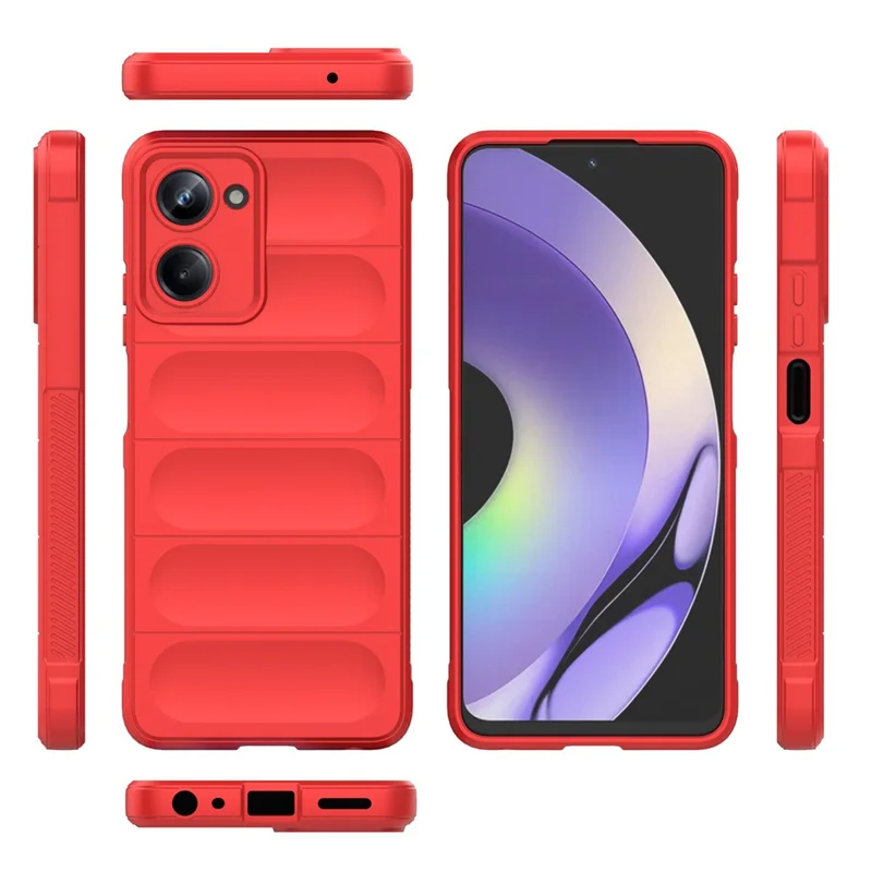 For Realme 10 Pro 5G Rugged Phone Case Shock-absorption Flexible TPU Back Cover - Red