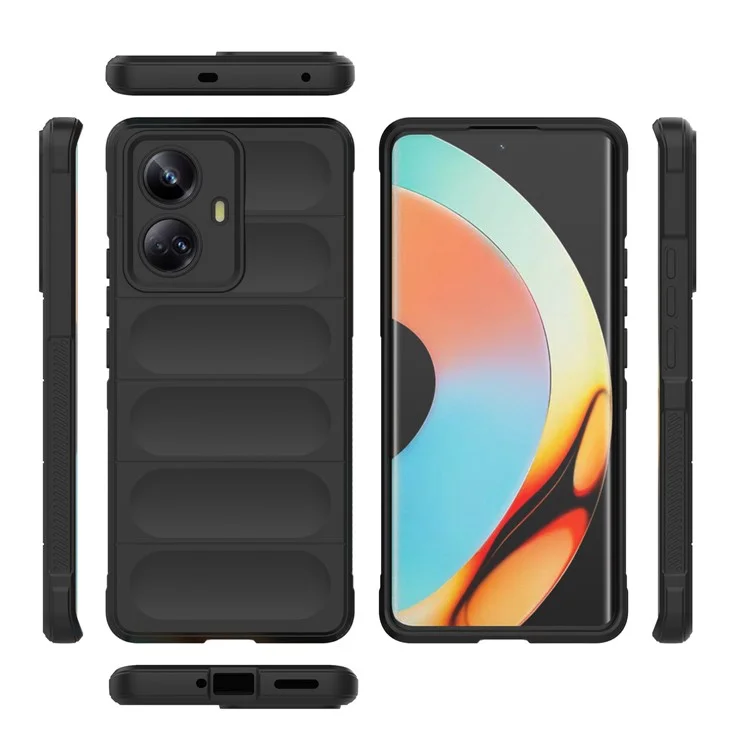 Para Realme 10 Pro+ 5G Anti-scratch Soft TPU Back Cover Drop-proof Phone Case - Negro