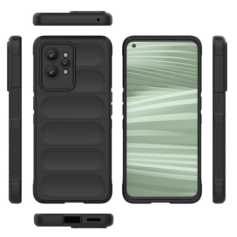 Per Realme GT2 Pro Rugged Back Phone Case Shock-Absorption Flexible TPU Cover - Nero