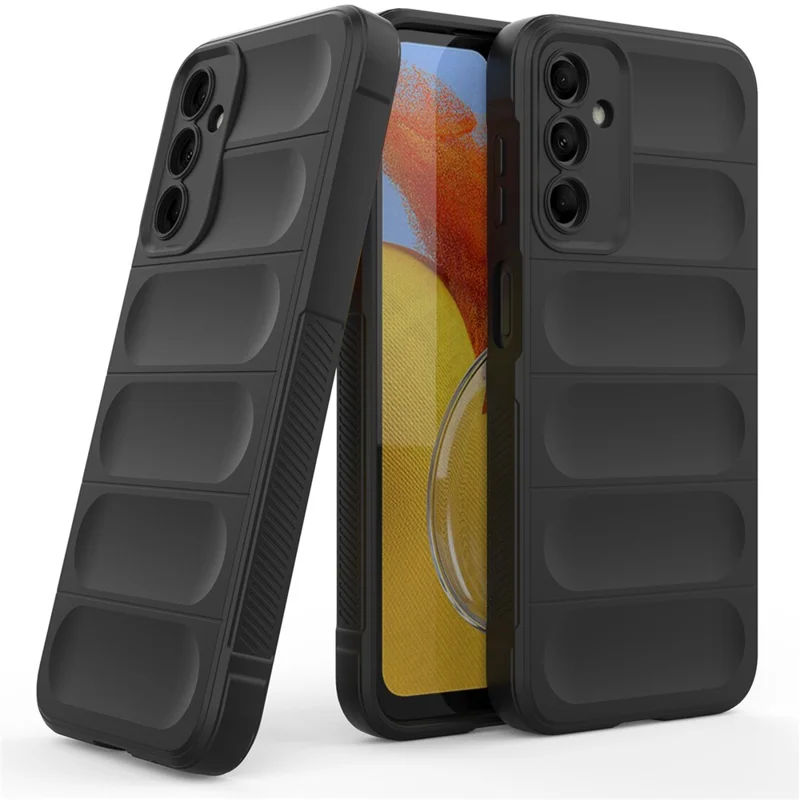 For Samsung Galaxy M14 5G Rugged Drop-proof Phone Case Soft TPU Back Cover - Dark Grey