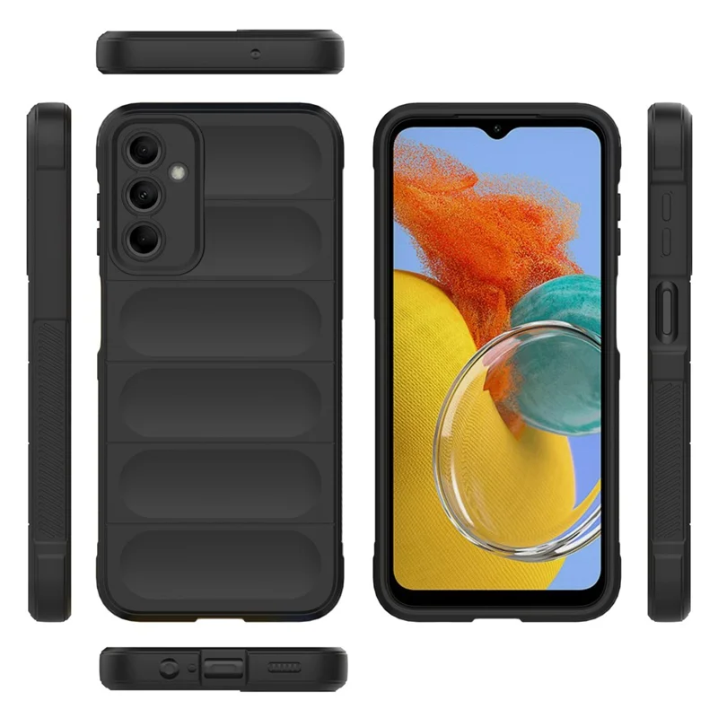For Samsung Galaxy M14 5G Rugged Drop-proof Phone Case Soft TPU Back Cover - Dark Grey