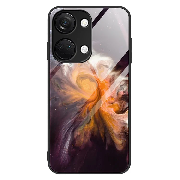 For OnePlus Nord 3 5G / Ace 2V Marble Pattern Tempered Glass Back Case Shockproof PC+TPU Phone Cover - DL01