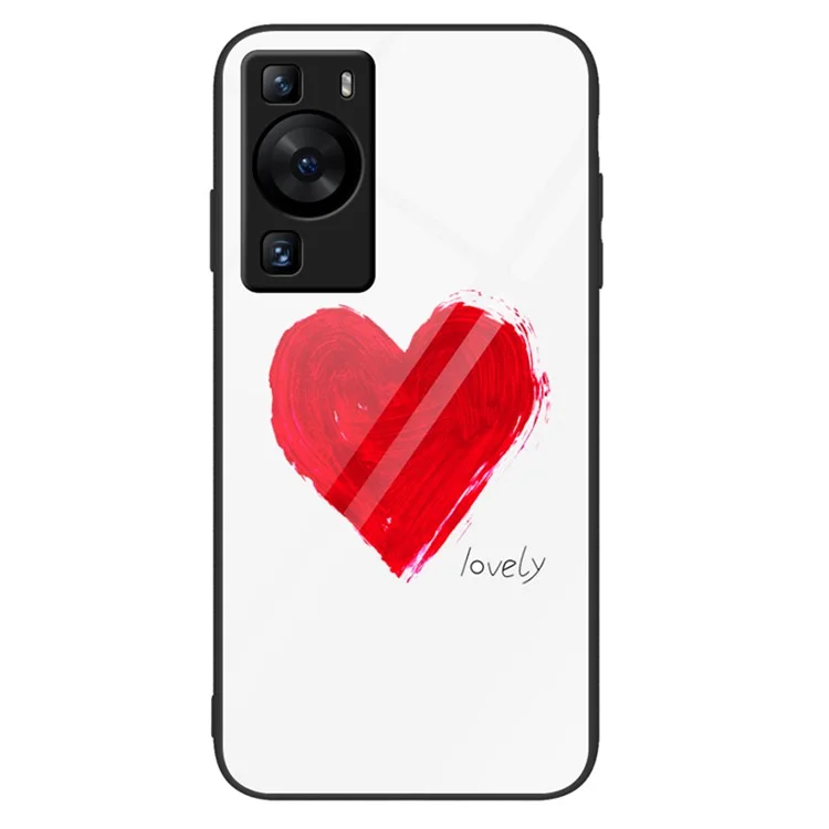 Para Huawei P60 Funda de teléfono con cubierta trasera de cristal templado antiarañazos PC+TPU con impresión de patrones - Encantador