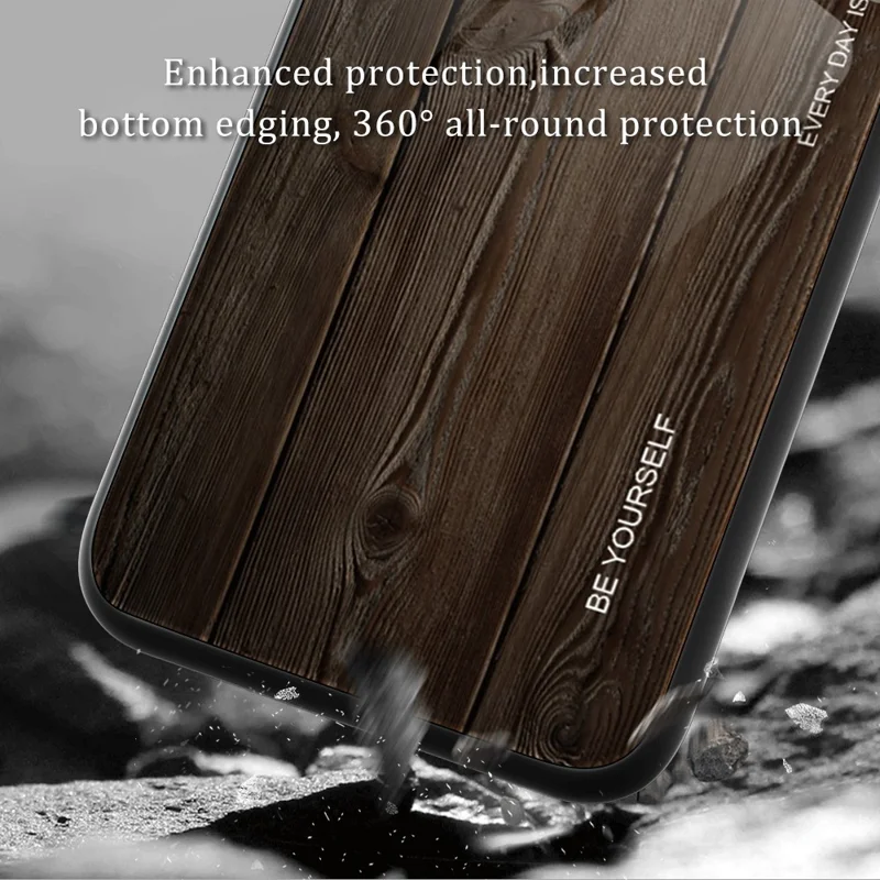 Cover per telefono con motivo in legno per Xiaomi Redmi Note 12 Turbo / Poco F5 5G, telaio in TPU, retro in vetro temperato - Caffè
