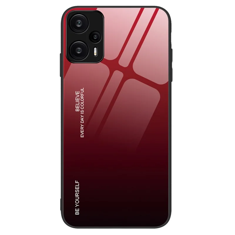 For Xiaomi Redmi Note 12 Turbo / Poco F5 5G Gradient Tempered Glass Phone Case PC + TPU Back Shell - Red+Black