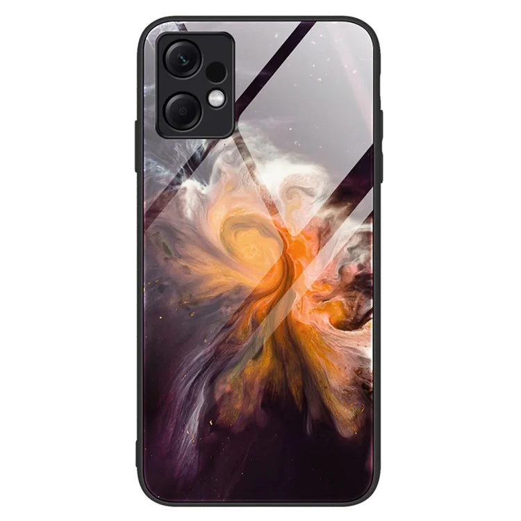 For Xiaomi Redmi Note 12 4G Marble Pattern Phone Case Tempered Glass+PC+TPU Hybrid Anti-Drop Shell - DL01