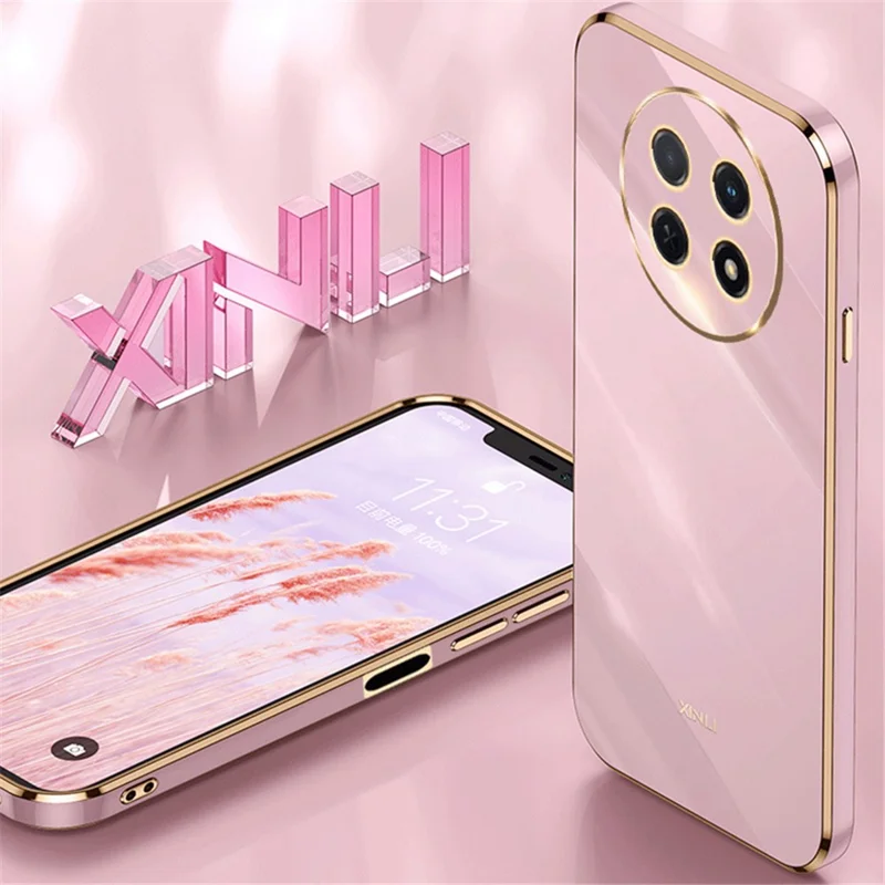 XINLI For Huawei Enjoy 60X Electroplate Case Soft TPU Full Camera Protection Phone Cover - Pink