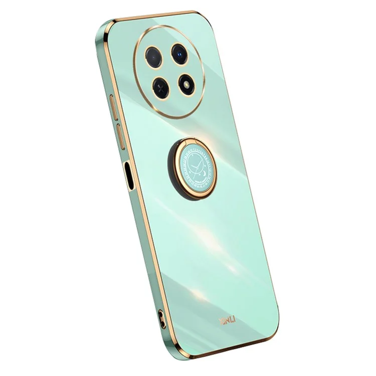 XINLI для Huawei Enjoy 60X кольцевая подставка Электрохимическая телефонная крышка Мягкий TPU противоударный чехол - Циан 