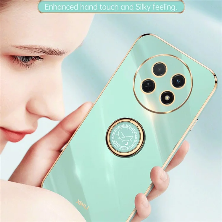 XINLI для Huawei Enjoy 60X кольцевая подставка Электрохимическая телефонная крышка Мягкий TPU противоударный чехол - Циан 