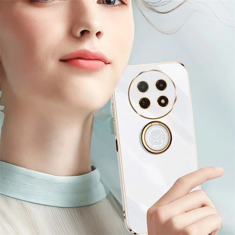 XINLI для Huawei Enjoy 60X кольцевая подставка Электрохимическая телефонная крышка Мягкий TPU противоударный чехол - Циан 