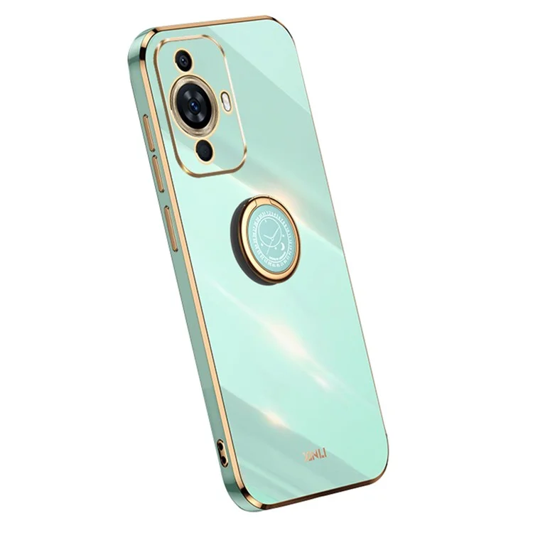 XINLI For Huawei nova 11 Pro / nova 11 Ultra Ring Kickstand Electroplated Phone Case Soft TPU Protective Cover - Cyan