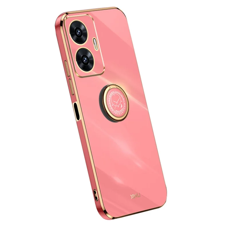 XINLI For Realme C55 4G Electroplating Phone Case TPU Cover with Ring Kickstand - Red