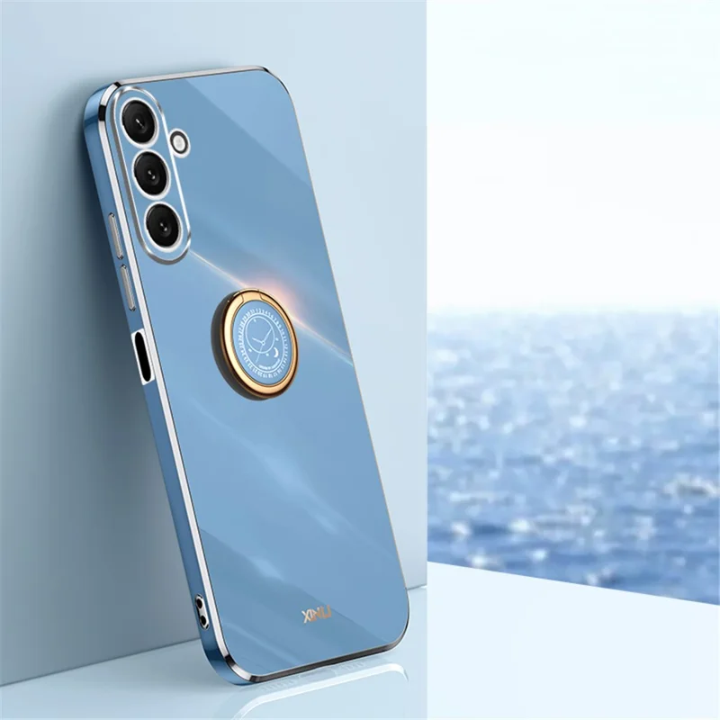 XINLI Ring Kickstand Phone Case for Samsung Galaxy M54 5G / F54 5G Electroplated Precise Lens Cut-out TPU Cover - Blue