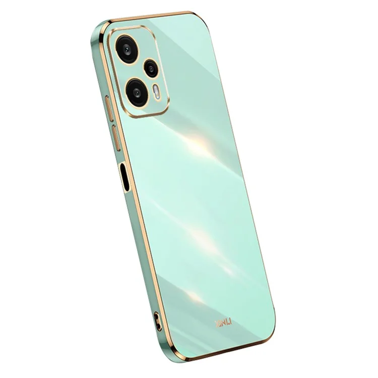 XINLI Para Xiaomi Redmi Note 12 Turbo / Poco F5 5G Corte preciso de lente Funda de teléfono de TPU Cubierta a prueba de golpes con enchapado - Cian