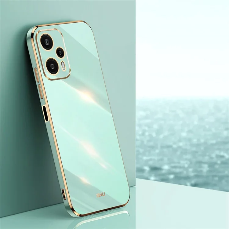 XINLI Para Xiaomi Redmi Note 12 Turbo / Poco F5 5G Corte preciso de lente Funda de teléfono de TPU Cubierta a prueba de golpes con enchapado - Cian